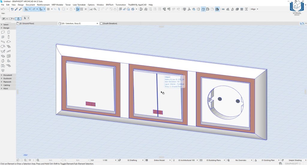 การใช้งานออปเจ็ค Elbox (งานปลั้กไฟสำเร็จรูป) ใน&nbsp;ArchiCAD