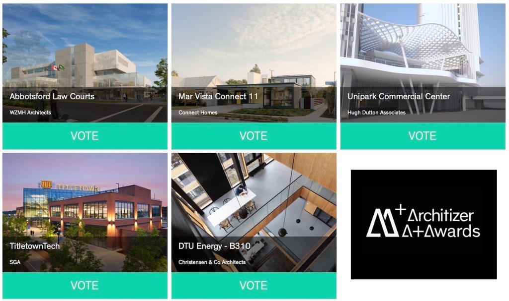 มาร่วมโหวตรางวัลงานที่ใช้ BIM ในการทำงานของ Architizer A+Awards ของเวปไซต์ Architizer&nbsp;กัน