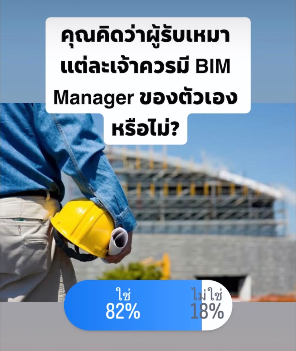 ผลโพล: คุณคิดว่าผู้รับเหมาแต่ละเจ้าควรมี BIM Manager ของตัวเองหรือไม่?