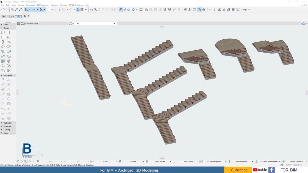 เครื่องมือการสร้างบันไดใน ArchiCAD